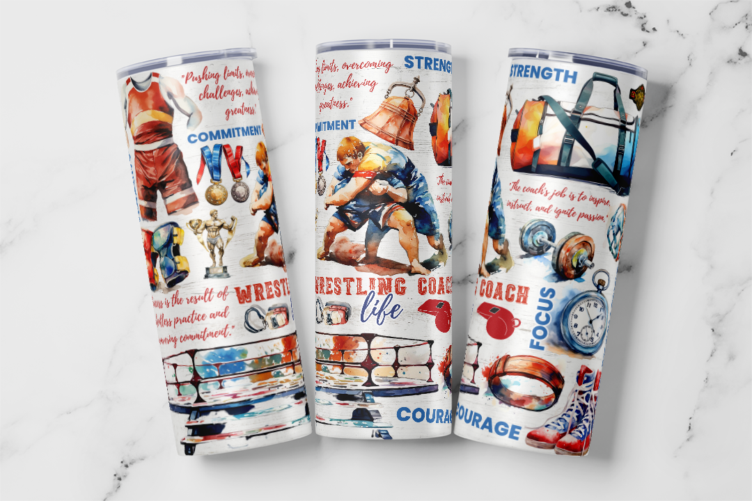 Wrestling Coach Life Tumbler Mockup
