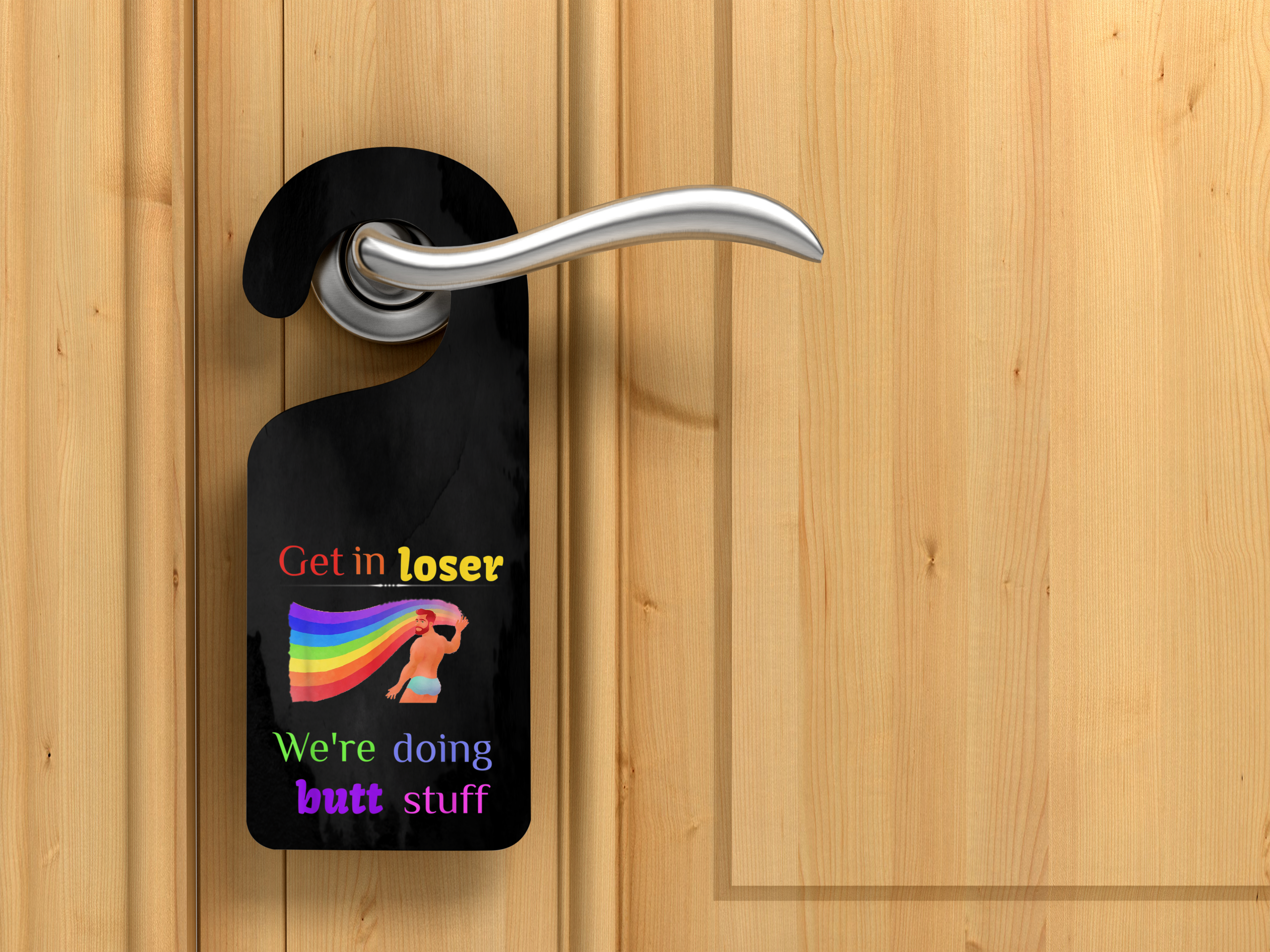 Get In Loser Door Hanger Mockup