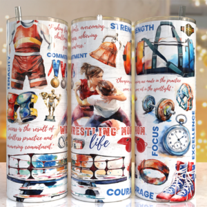 Wrestling Mom Life Tumbler Mockup