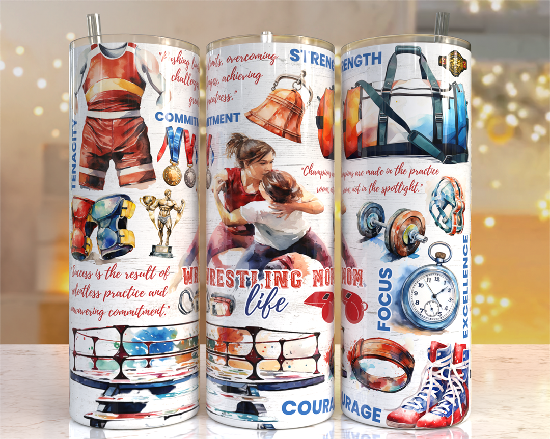 Wrestling Mom Life Tumbler Mockup