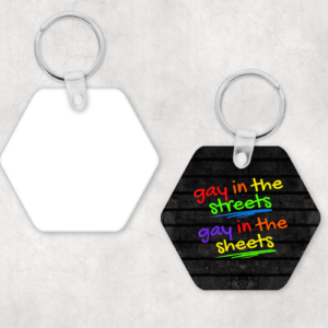Gay In The Streets Keychain Mockup