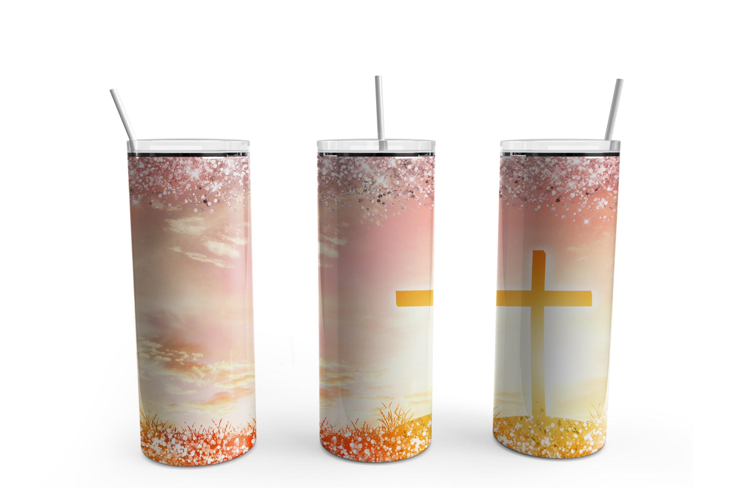 Cross At Sunset Tumbler Mockup