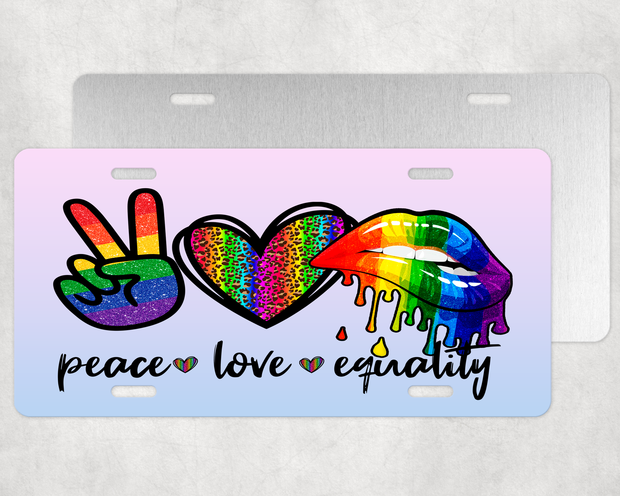 Peace Love Equality License Plate Mockup