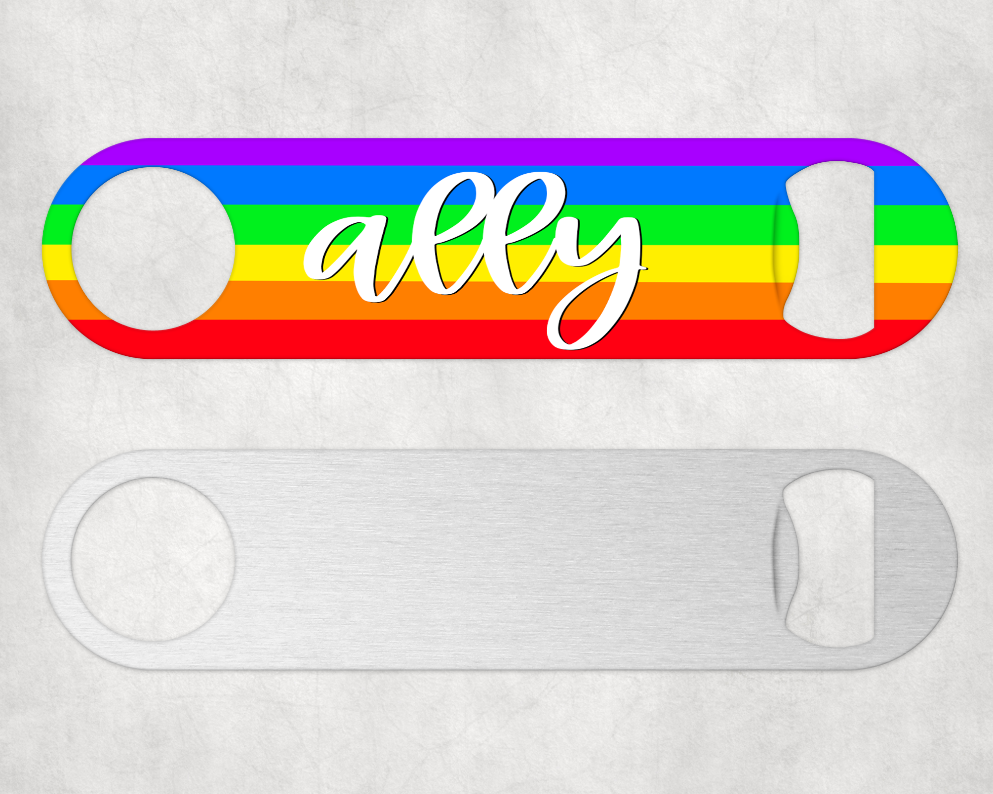 Ally Rainbow Bottle Opener Mockup