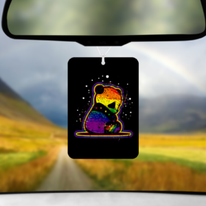 Rainbow Panda Air Freshener Mockup