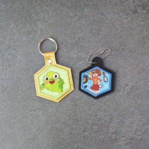 Applique Hexagon Key Fob/ Dangle