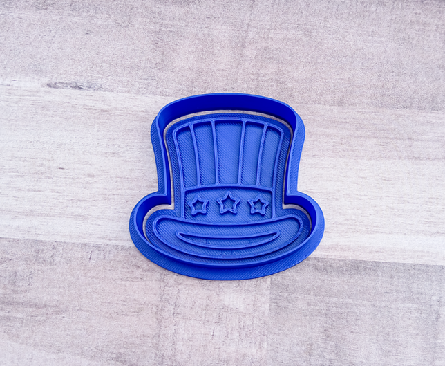 Uncle Sam's Top Hat w/Open Stars Cookie Cutter & Stamp