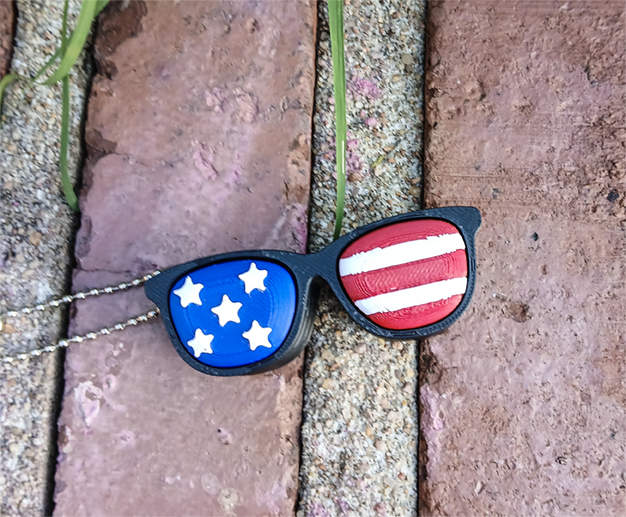 Stars & Stripes Sunglasses Clicker Keychain