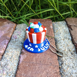 Patriotic Floral Hat Clicker Keychain