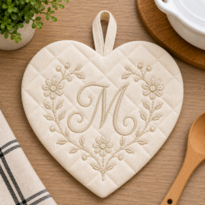 Custom Embroidered Heart Pot Holder